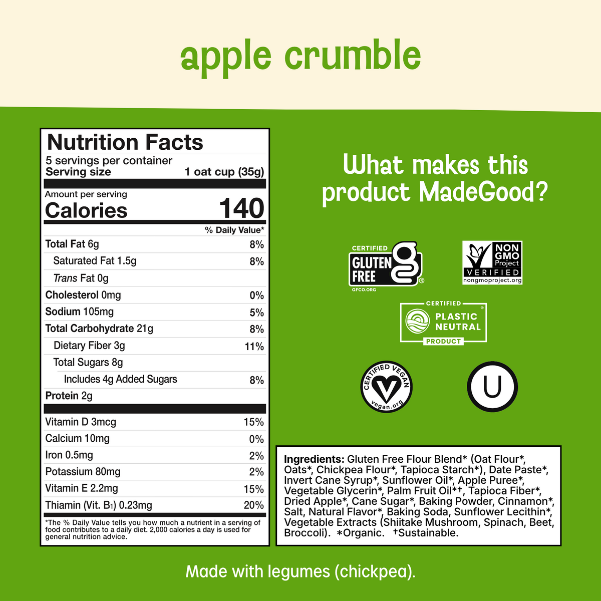 Apple Crumble Organic Baked Oat Cups